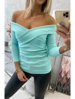 Halenka s model 21753072 výstřihem mátová - K-Fashion Halenka s model 21753072 výstřihem mátová - K-Fashion