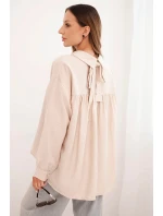 Dámská elegantní košile z viskózy s ozdobnými knoflíky béžová