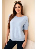 Dámský svetr z viskózy s krátkým rukávem modré