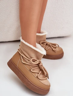 Dámské Sněhule Na Platformě Zateplené Kožíškem Camel model 21679641 - Boto