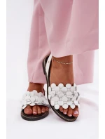 Kožené sandály na plochém podpatku bílé model 21694281 - Zazoo