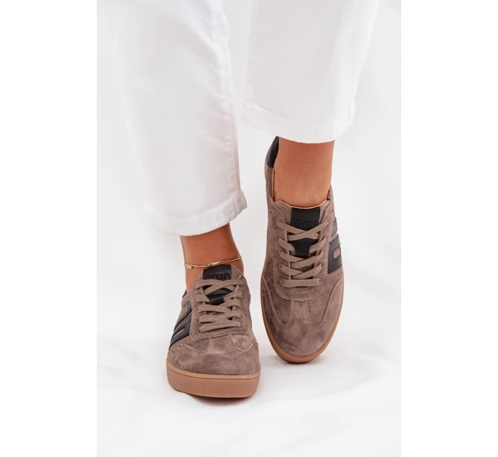 Dámské Semišové Tenisky model 21704966 Tmavě Béžové - VINCEZA