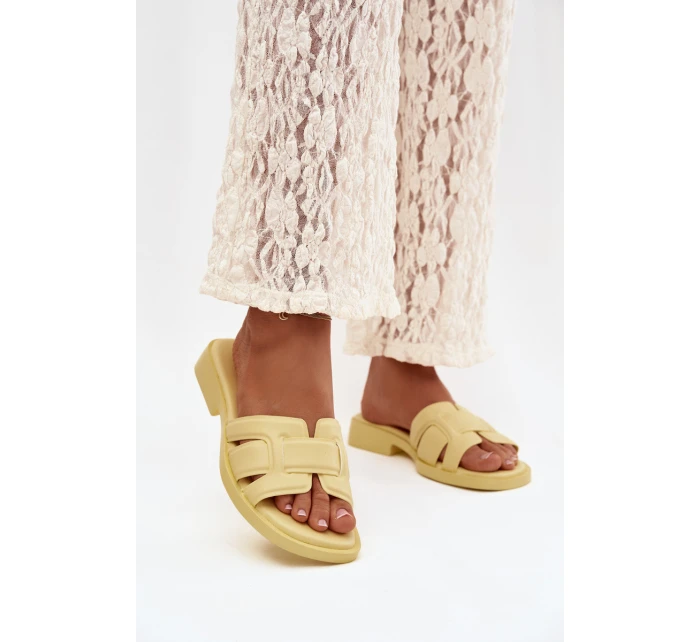 Dámské pantofle na ploché podrážce Žluté Lorania