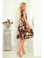 Rozšířené dámské šaty 114-13 černo-žluté - Numoco Rozšířené dámské šaty 114-13 černo-žluté - Numoco