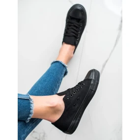 Luxusní  tenisky černé dámské bez podpatku