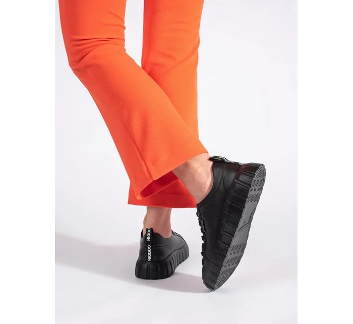 Módní dámské polobotky černé platforma Módní dámské polobotky černé platforma