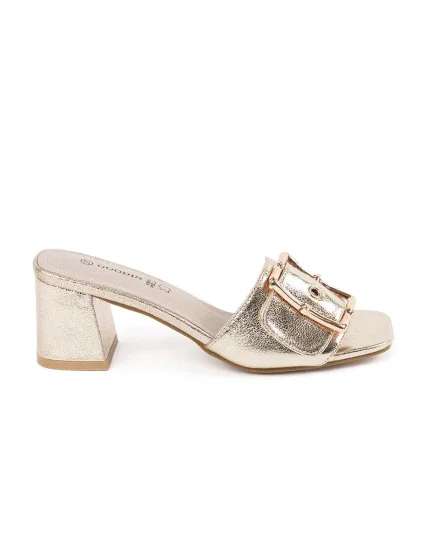 Klasické  nazouváky dámské zlaté na širokém podpatku