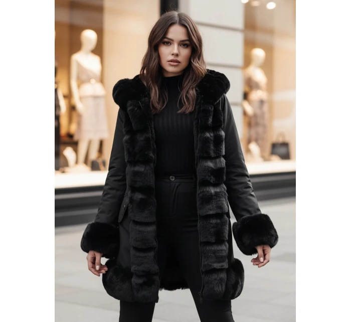 Dámská bunda s kožešinou černá Dstreet model 21995368 - FashionStreet