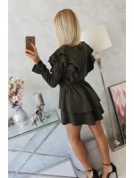 Šaty se svislými volány khaki