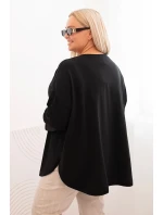 Dámská blůza Plus Size s model 21820407 s kapsou a ohrnutým rukávem černá - K-Fashion