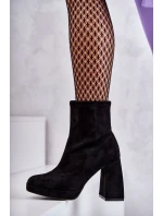 Dámské semišové kozačky na vysokém podpatku Světle černé model 21596005 - Boto