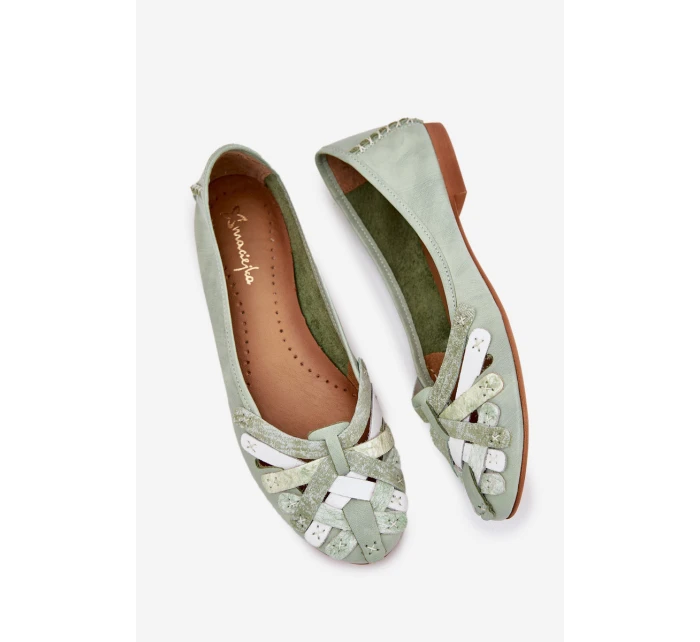 Dámské Kožené Baleríny model 21693673 Mátové - Maciejka