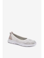 Kožené Ažurové Baleríny model 22027780 Bílé - S.Barski