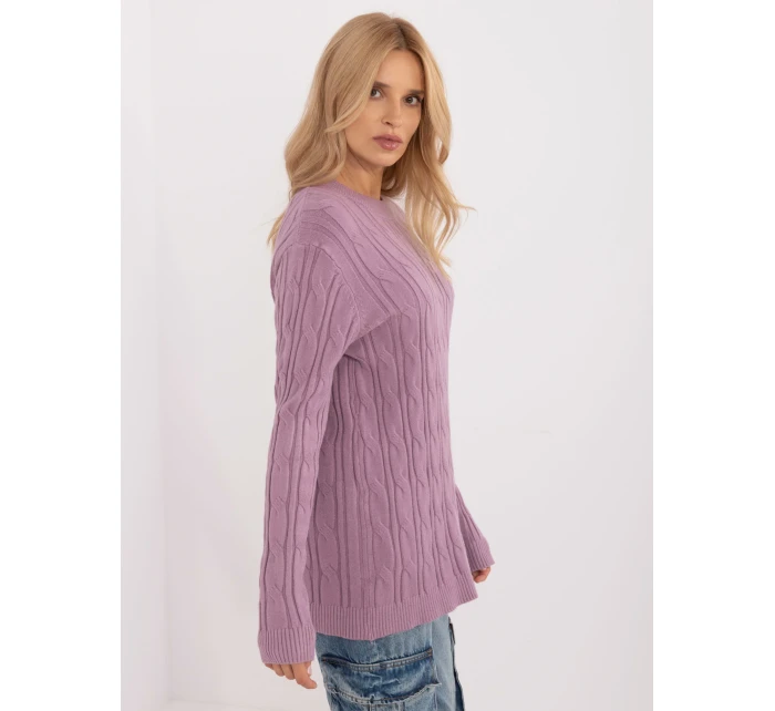 Sweter AT SW model 20463669 fioletowy - FPrice Sweter AT SW model 20463669 fioletowy - FPrice