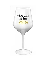ÚKLID POČKÁ, ALE VÍNO ZVĚTRÁ - bílá nerozbitná sklenice na víno 470 ml
