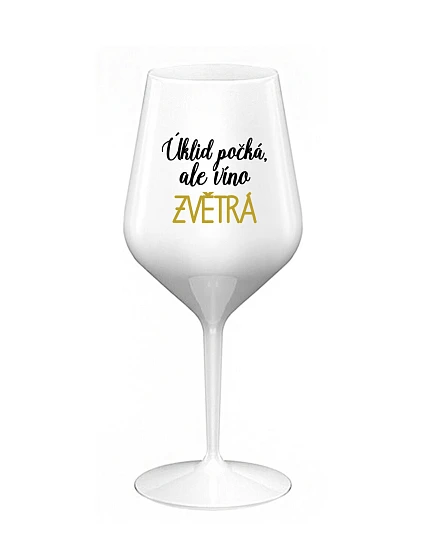 ÚKLID ALE VÍNO  bílá nerozbitná sklenice na víno 470 ml model 22168178 - Giftela
