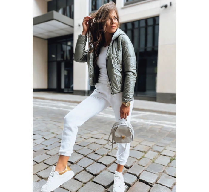 Dámská přechodná prošívaná bunda zelená model 21970033 - Dstreet Dámská přechodná prošívaná bunda zelená model 21970033 - Dstreet