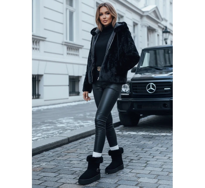 Dámský krátký kabát ELMIRIS černý kožich FashionStreet TY4995