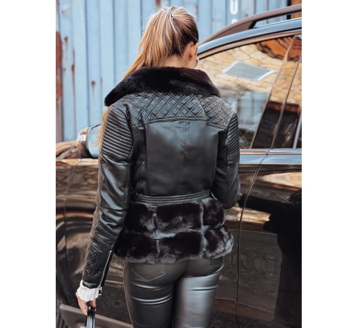 Dámská kožená bunda ramones s kožešinou černá model 21993392 - FashionStreet