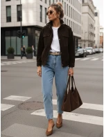 FashionStreet dámská semišová bunda bomber v čokoládové barvě TY5577