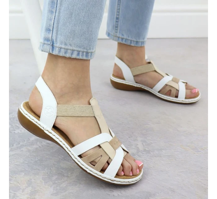 Pohodlné dámské nazouvací sandály bílé model 21904731 - Rieker