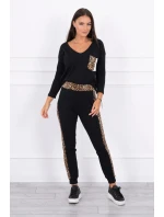 Sada s leopardím potiskem černá