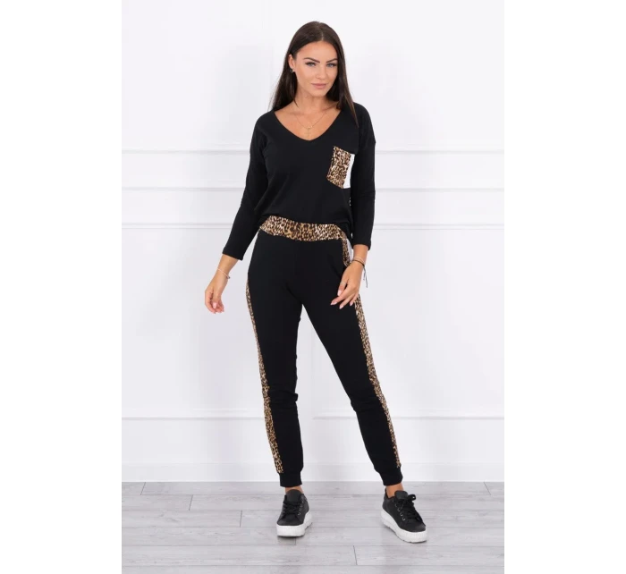 Sada s leopardím potiskem černá