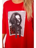 Šaty s potiskem a rozšířenou spodní částí červené Šaty s potiskem a rozšířenou spodní částí červené