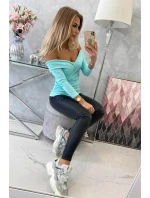 Halenka s model 21753072 výstřihem mátová - K-Fashion Halenka s model 21753072 výstřihem mátová - K-Fashion