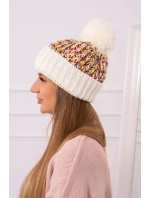 Dámská čepice s bambulí Ellen K325 ecru