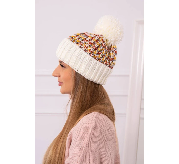 Dámská čepice s bambulí Ellen K325 ecru