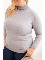Dámský viskózový svetr Plus Size s klasickým střihem šedý