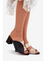 Kožené Dámské Klapky Na Podpatku model 21697462 - Maciejka Kožené Dámské Klapky Na Podpatku model 21697462 - Maciejka