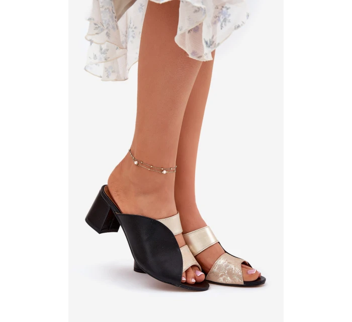 Kožené Dámské Klapky Na Podpatku model 21697462 - Maciejka Kožené Dámské Klapky Na Podpatku model 21697462 - Maciejka