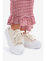 Dámské Tenisky Na Platformě S Dekorativním Šněrováním Béžové model 21701280 - Boto Dámské Tenisky Na Platformě S Dekorativním Šněrováním Béžové model 21701280 - Boto