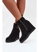 Dámské kotníkové boty na platformě s ozdobným detailem Černé Marivana