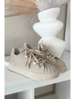 Ozdobené dámské tenisky béžové model 21834860 - Boto Ozdobené dámské tenisky béžové model 21834860 - Boto