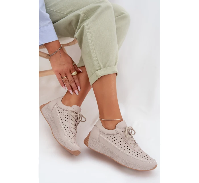 Kožené dámské tenisky s síťovinou model 22026520 šedé - SERGIO LEONE Kožené dámské tenisky s síťovinou model 22026520 šedé - SERGIO LEONE