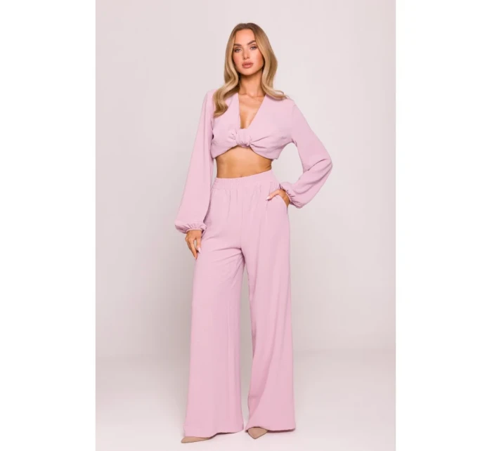 model 21136167 Široké kalhoty krepová růžová - Moe model 21136167 Široké kalhoty krepová růžová - Moe