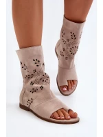 Zazoo dámské semišové sandály se svrškem na zip, béžová Zazoo dámské semišové sandály se svrškem na zip, béžová