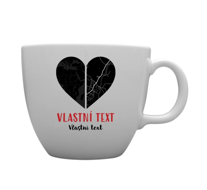 Personalizovaný MEGA XXL keramický hrnek 1000 ml - dvě mapy jako srdce