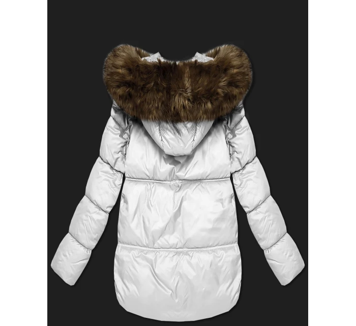 Bílá dámská bunda typu bublina s kapucí S'West (B8280-26)