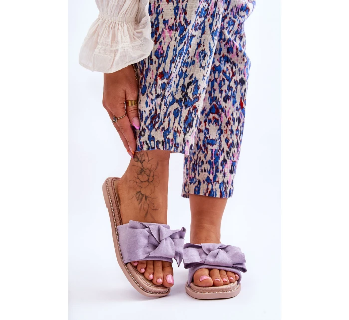 Semišové Dámské Pantofle S Mašlí model 21615000 - Boto