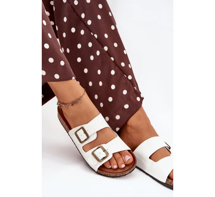 Dámské Pantofle Na Korkové Platformě S Přezkami Bílé Vesina Dámské Pantofle Na Korkové Platformě S Přezkami Bílé Vesina