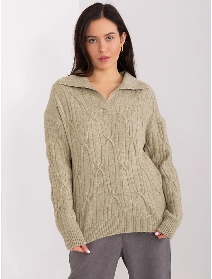 Sweter AT SW khaki model 19034206 - FPrice Sweter AT SW khaki model 19034206 - FPrice