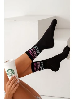 Skarpetki Damskie Z Napisem Good Vibes Only Czarne