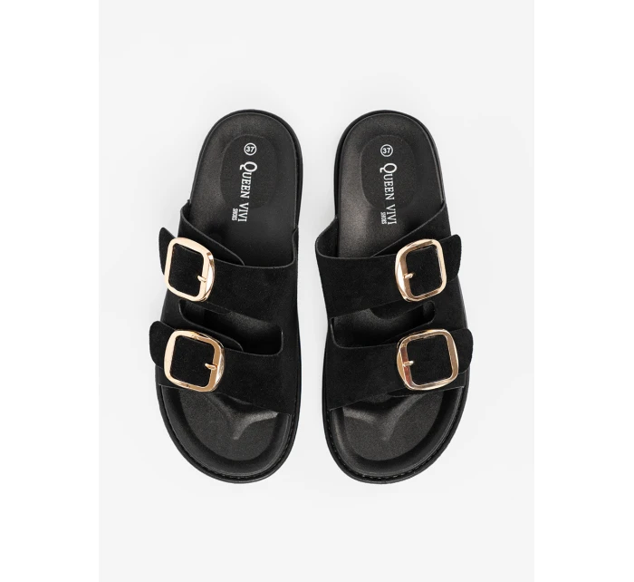 Komfortní dámské  nazouváky černé platforma