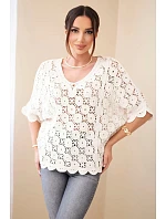 Dámský letní krajkový svetr s knoflíky a dlouhým rukávem černý