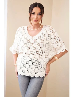 Dámský letní krajkový svetr s knoflíky a dlouhým rukávem černý