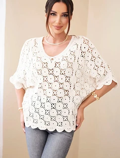 Dámský letní krajkový svetr s knoflíky a dlouhým rukávem černý